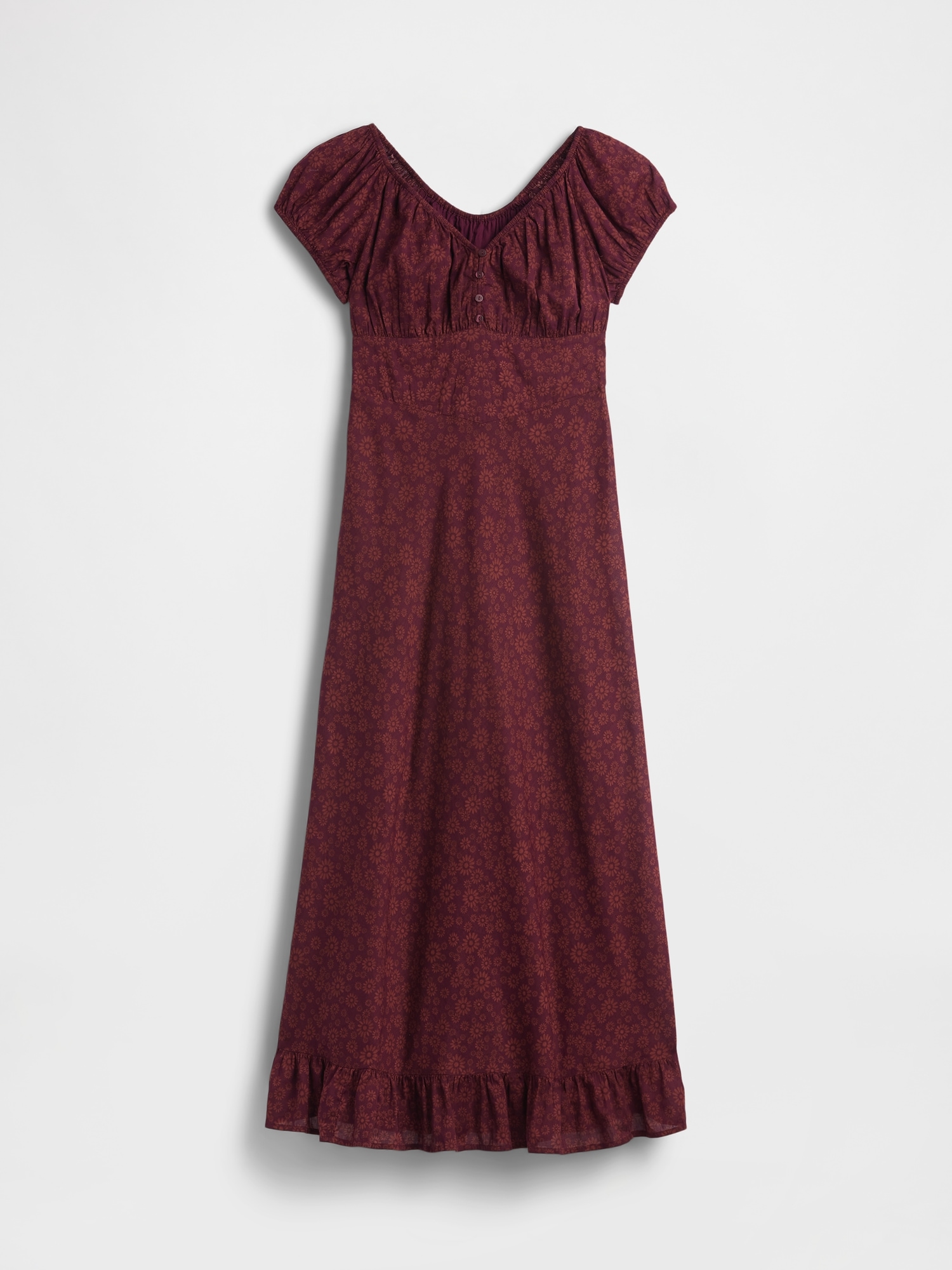 V-Neck Ruffle Hem Maxi Dress