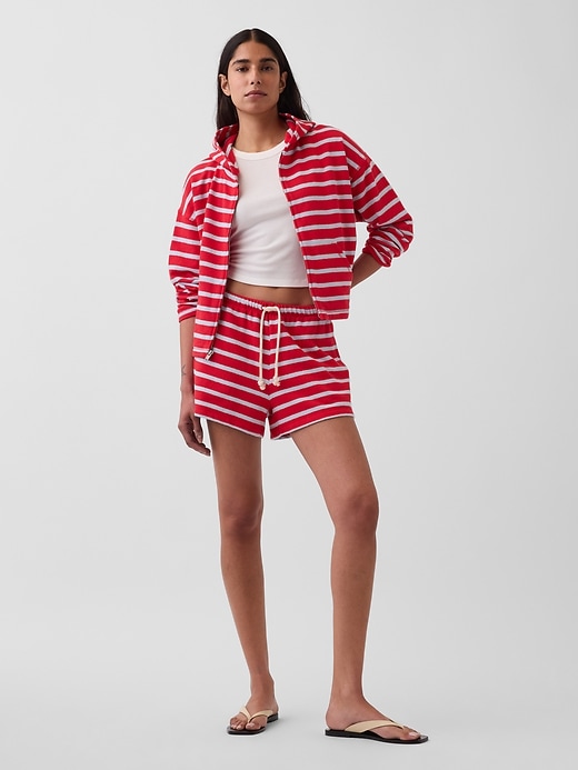 Image number 5 showing, Towel Terry Oversized Stripe Zip Hoodie