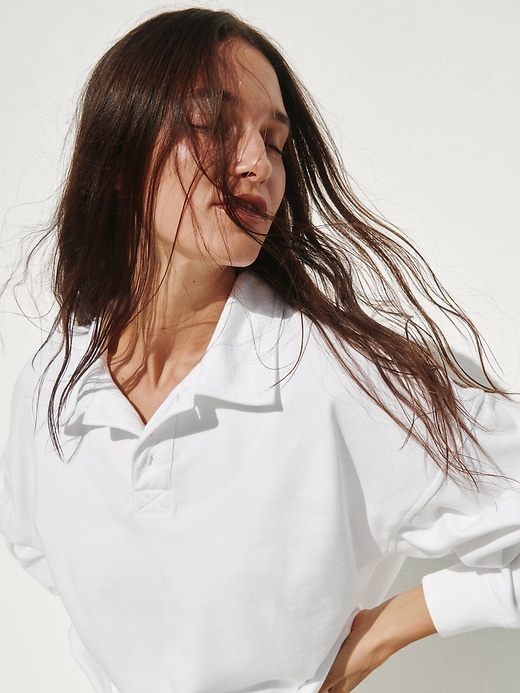 Image number 6 showing, VintageSoft Terry Oversized Polo Sweatshirt