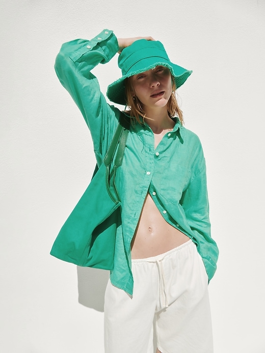 Image number 6 showing, 100% Linen Oversized Shirt