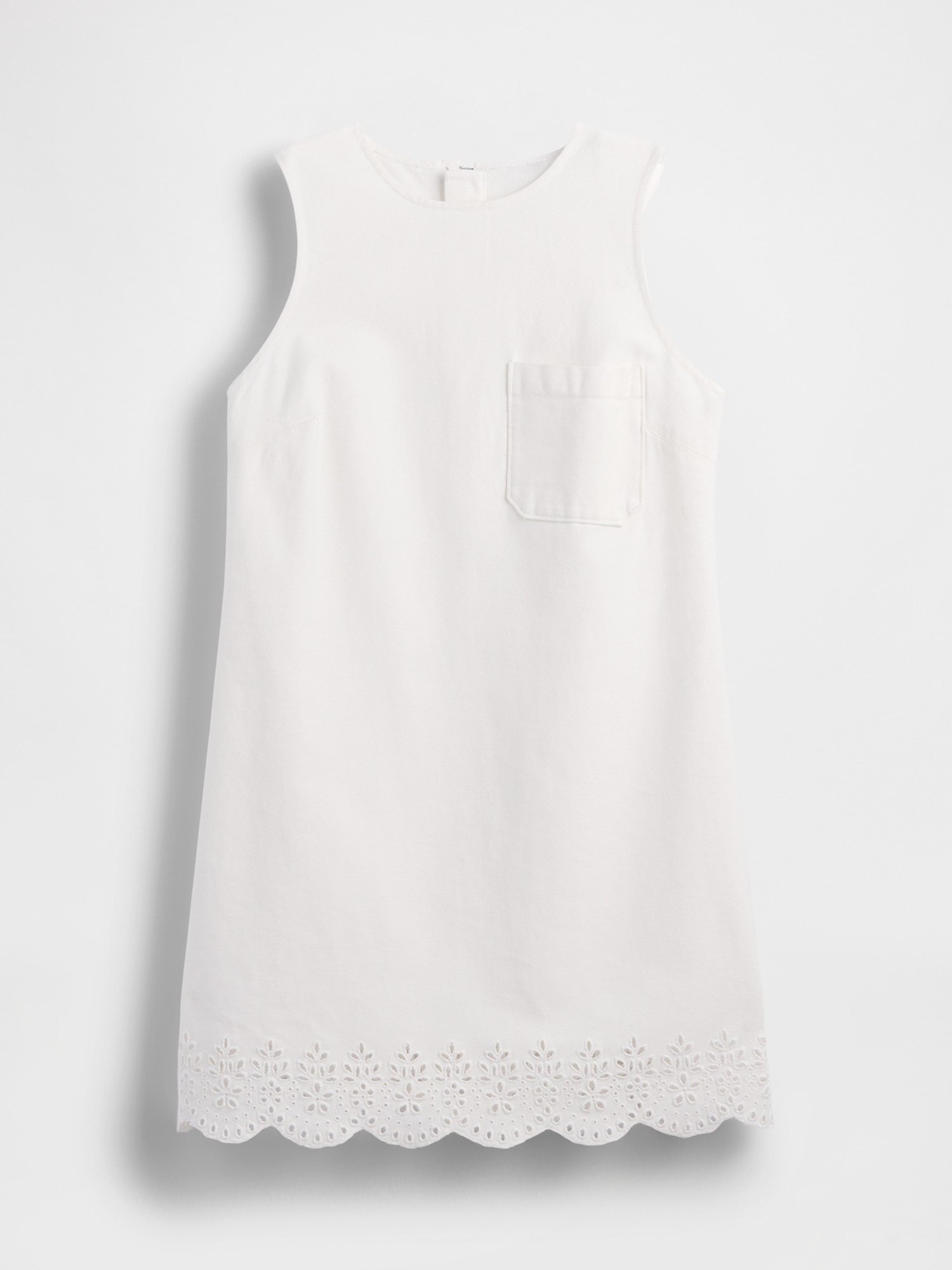 Женское платье Gap Eyelet Hem Mini Shift, цвет: Молочный белый — фото 6