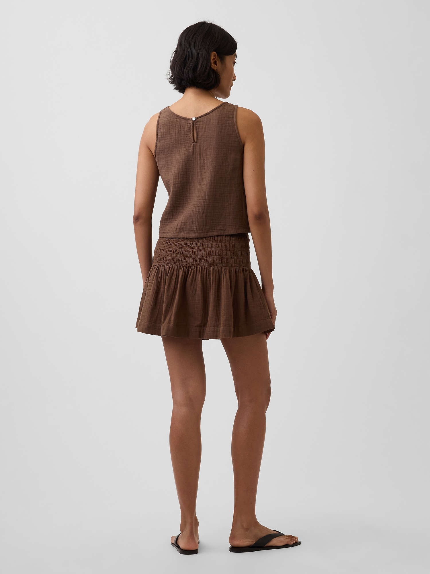 Gap Cotton Gauze Smocked-Waist Mini Skort — фото 2