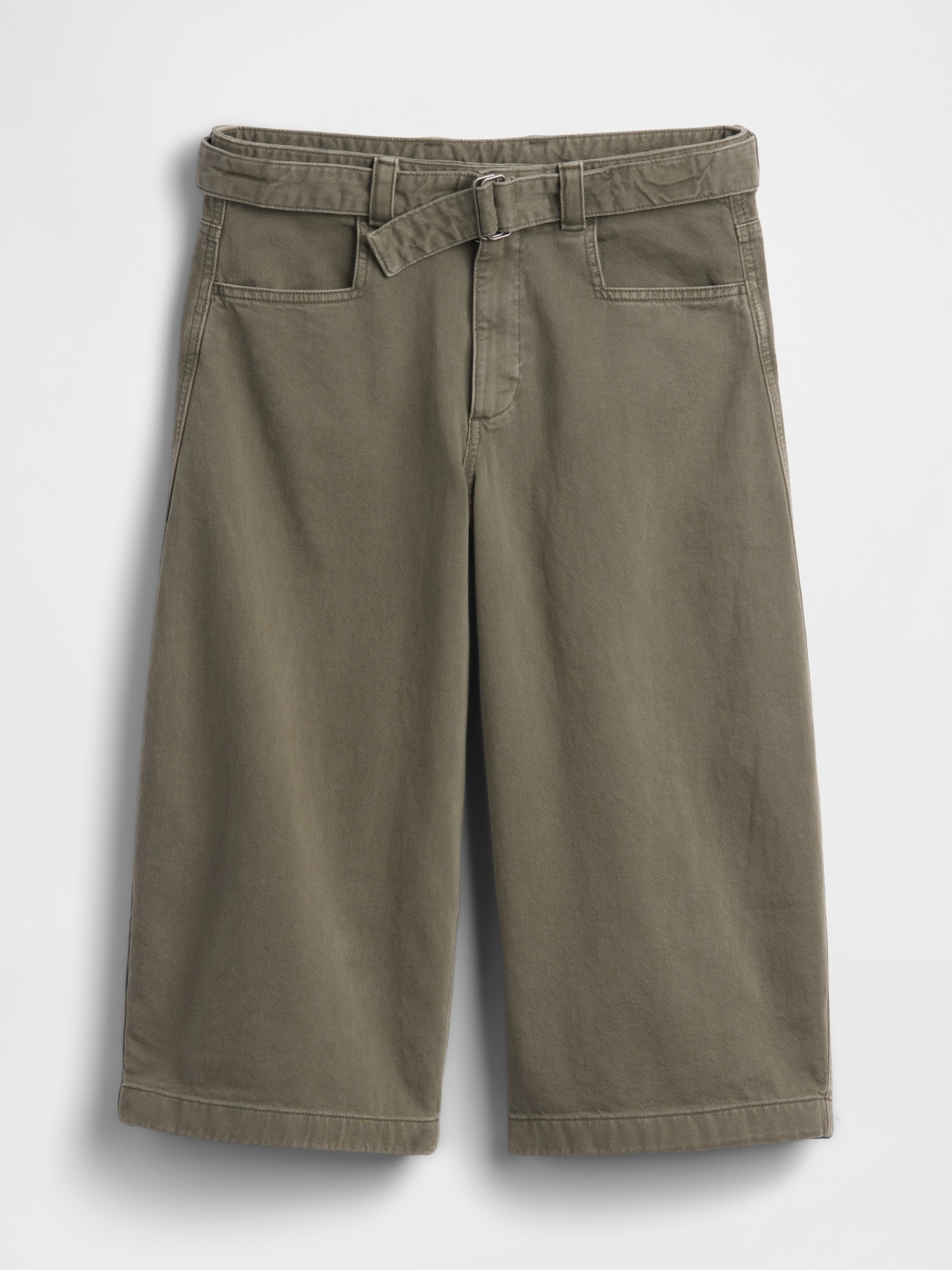 Mid Rise Belted Culotte Barrel Pants
