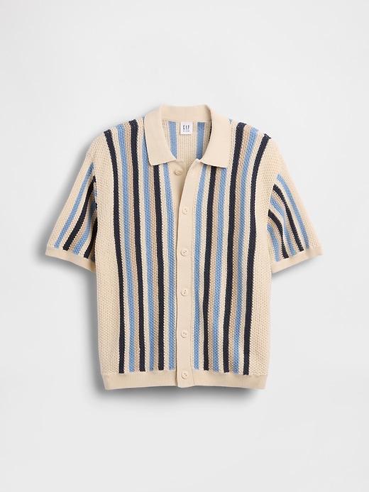 Image number 1 showing, Kids Crochet Stripe Sweater Shirt