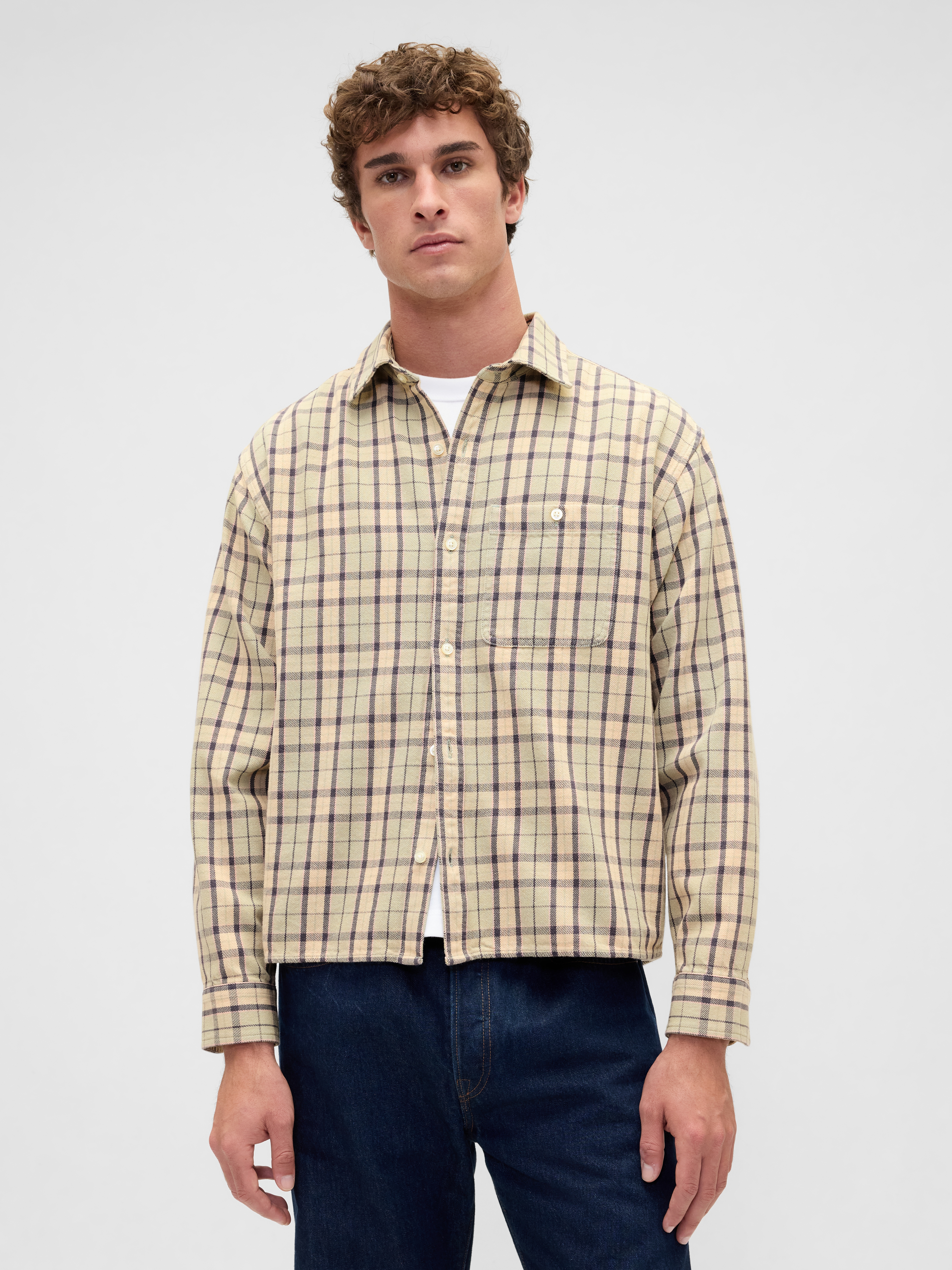 Twill Straight-Hem Shirt