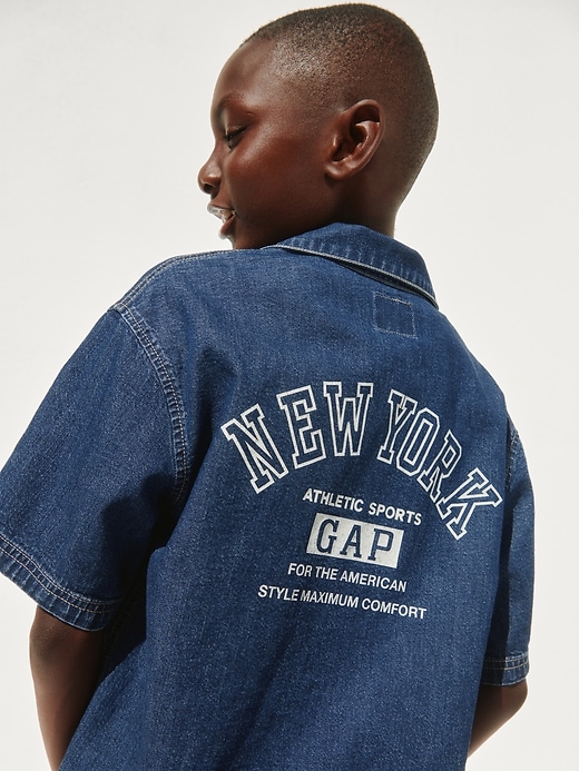 Image number 6 showing, Kids Denim Relaxed New York Logo Shirt