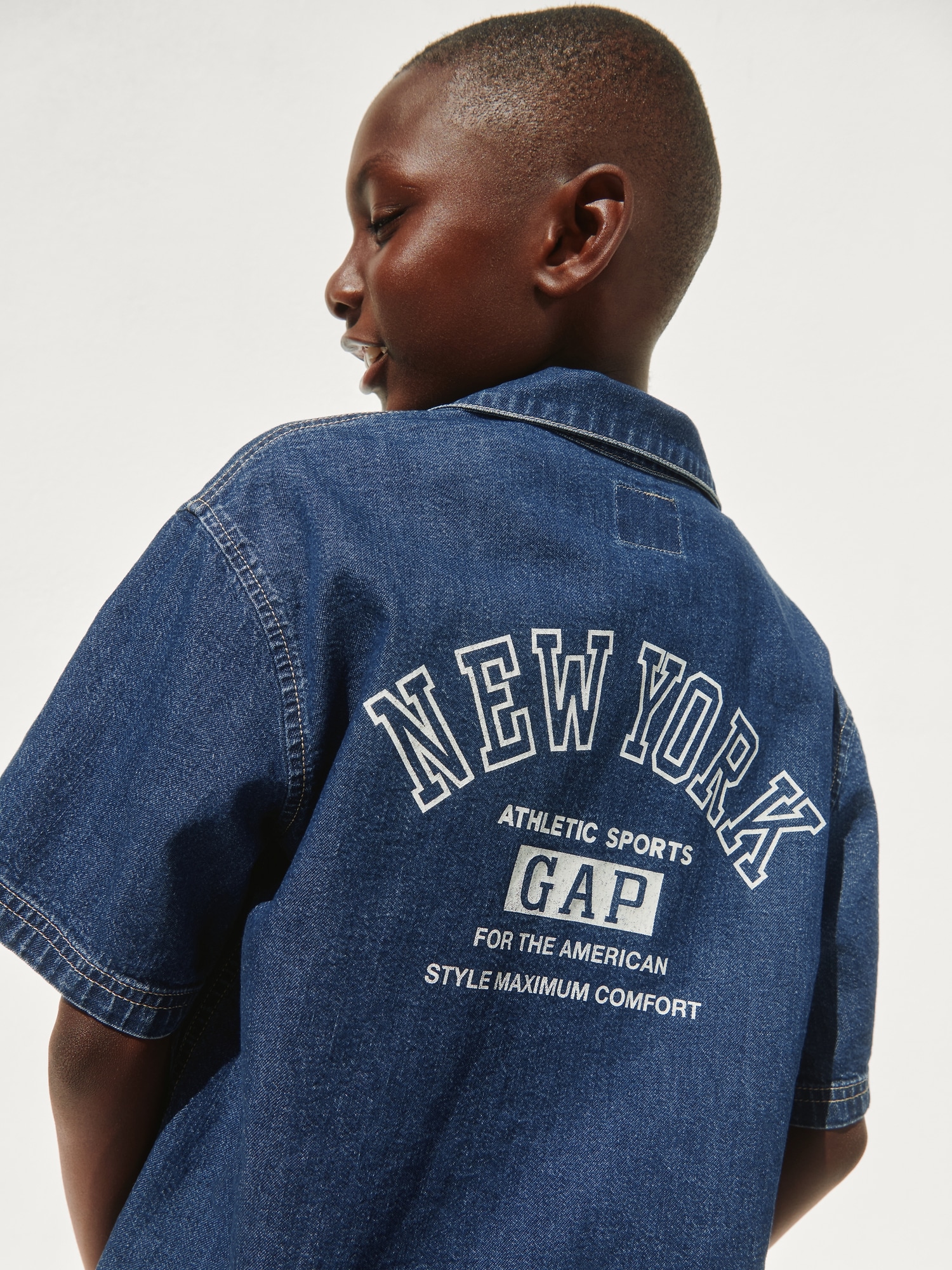 Kids Denim Relaxed New York Logo Shirt