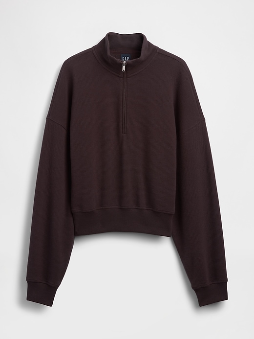 Image number 6 showing, Textured Cotton Oversized Half-Zip Pullover