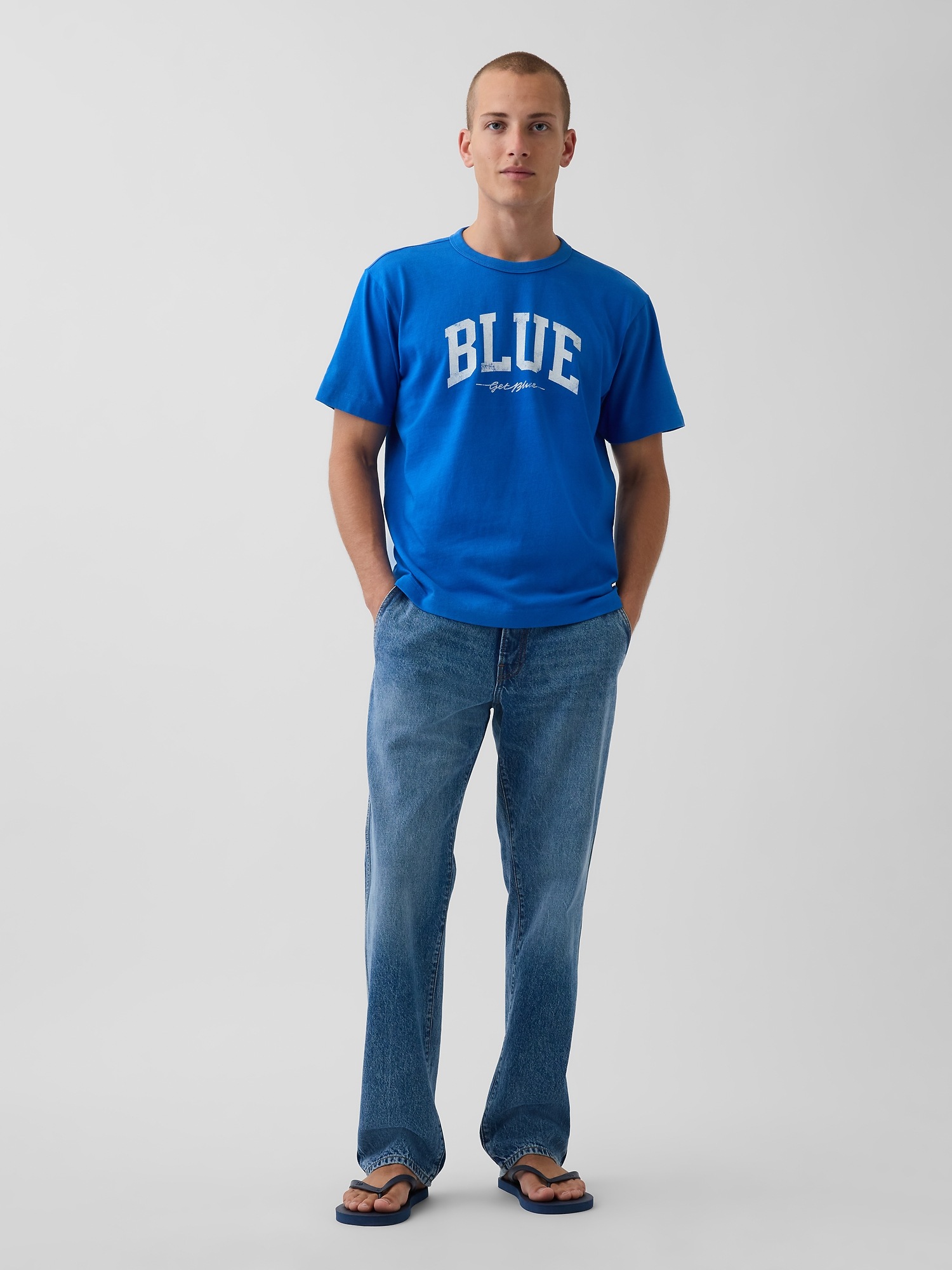 Мужские футболки Gap Get Blue Relaxed Logo T-Shirt — фото 2