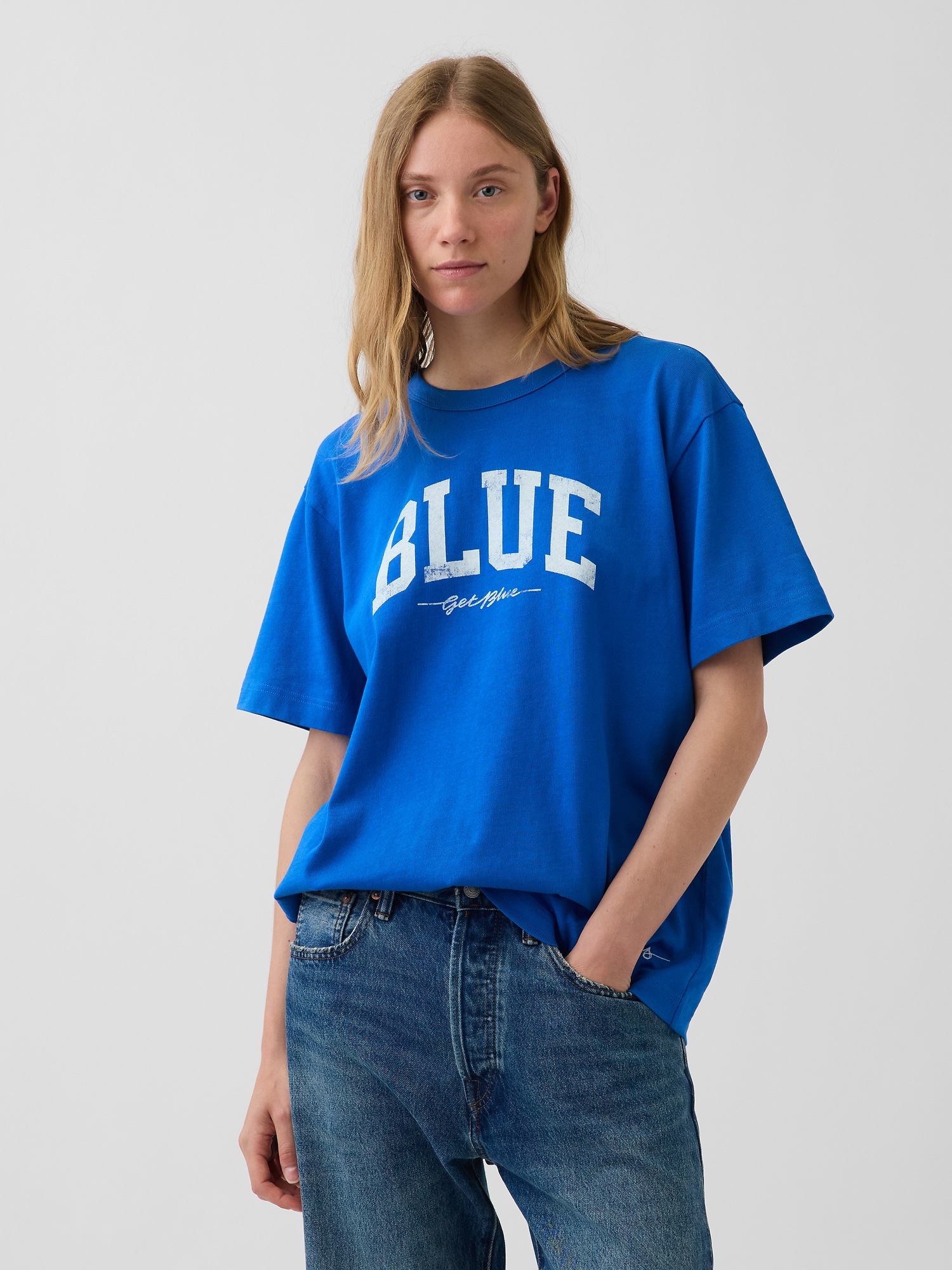 Мужские футболки Gap Get Blue Relaxed Logo T-Shirt — фото 4