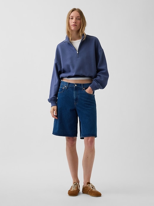 Textured Cotton Oversized Half-Zip Pullover | Gap