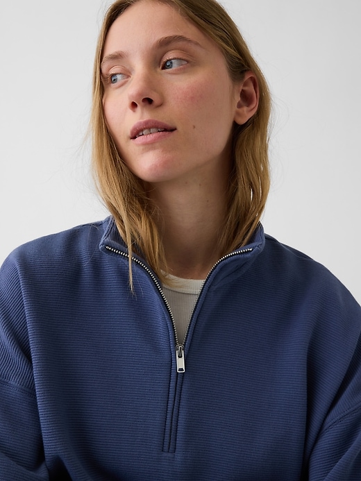 Textured Cotton Oversized Half-Zip Pullover | Gap