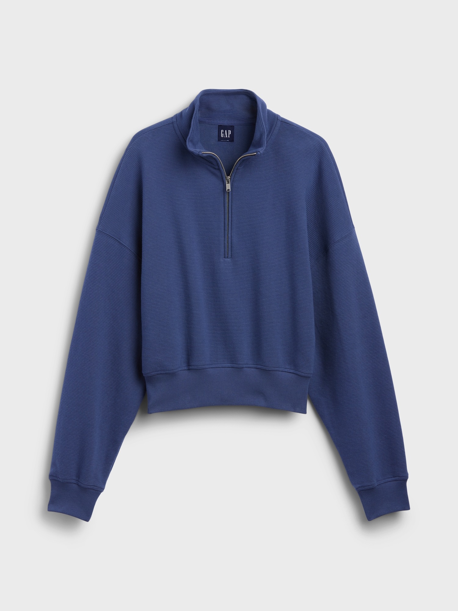 Женский свитер Gap Textured Cotton Oversized Half-Zip Pullover, цвет: Синий — фото 4