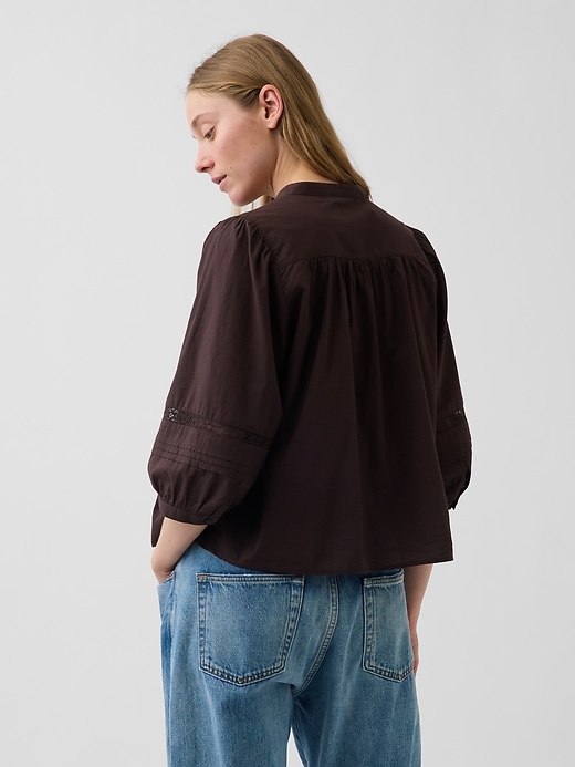 Image number 3 showing, Oversized Lace-Trim Button-Front Swing Top