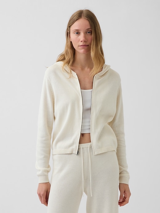 Image number 1 showing, 100% Cotton Relaxed Zip Sweater Hoodie