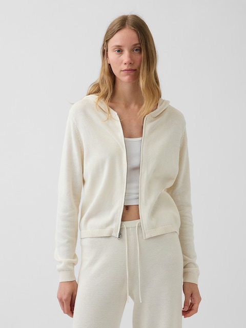 100% Cotton Relaxed Zip Sweater Hoodie