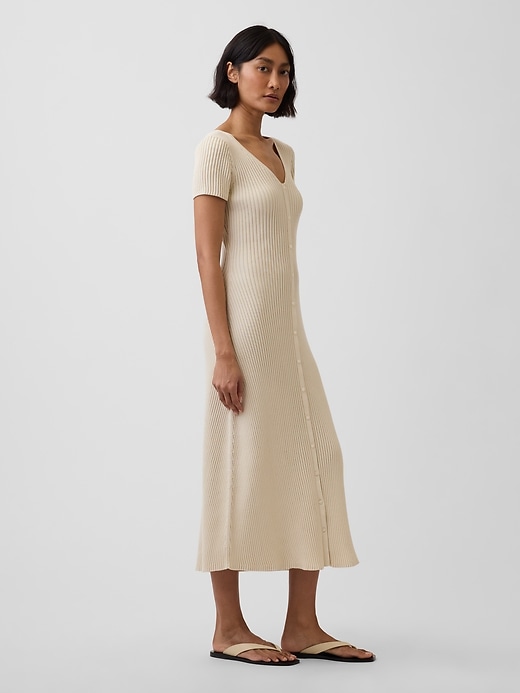 Image number 3 showing, Rib Button-Front Maxi Sweater Dress