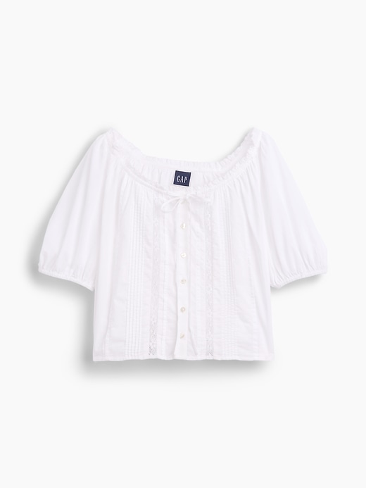 Image number 5 showing, Elbow-Sleeve Crop Pintuck Top