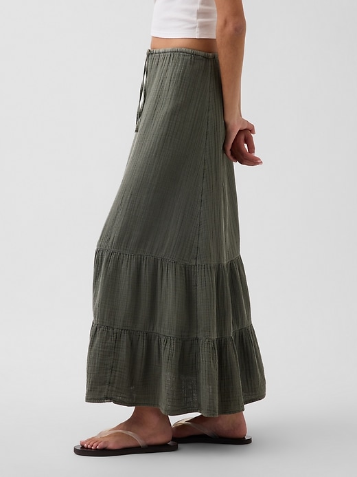 Image number 3 showing, Cotton Gauze Tiered Easy Maxi Skirt