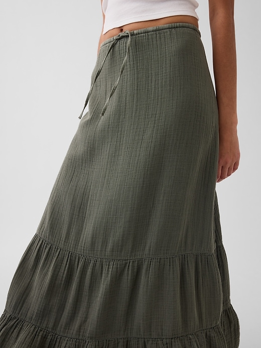 Image number 4 showing, Cotton Gauze Tiered Easy Maxi Skirt