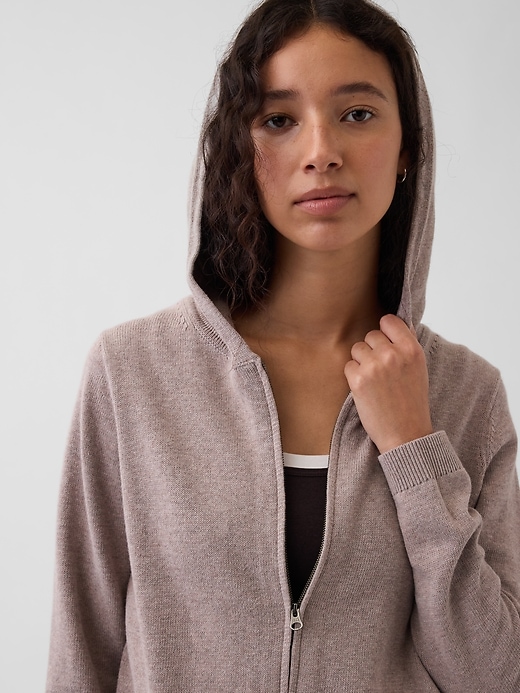 Image number 4 showing, 100% Cotton Relaxed Zip Sweater Hoodie