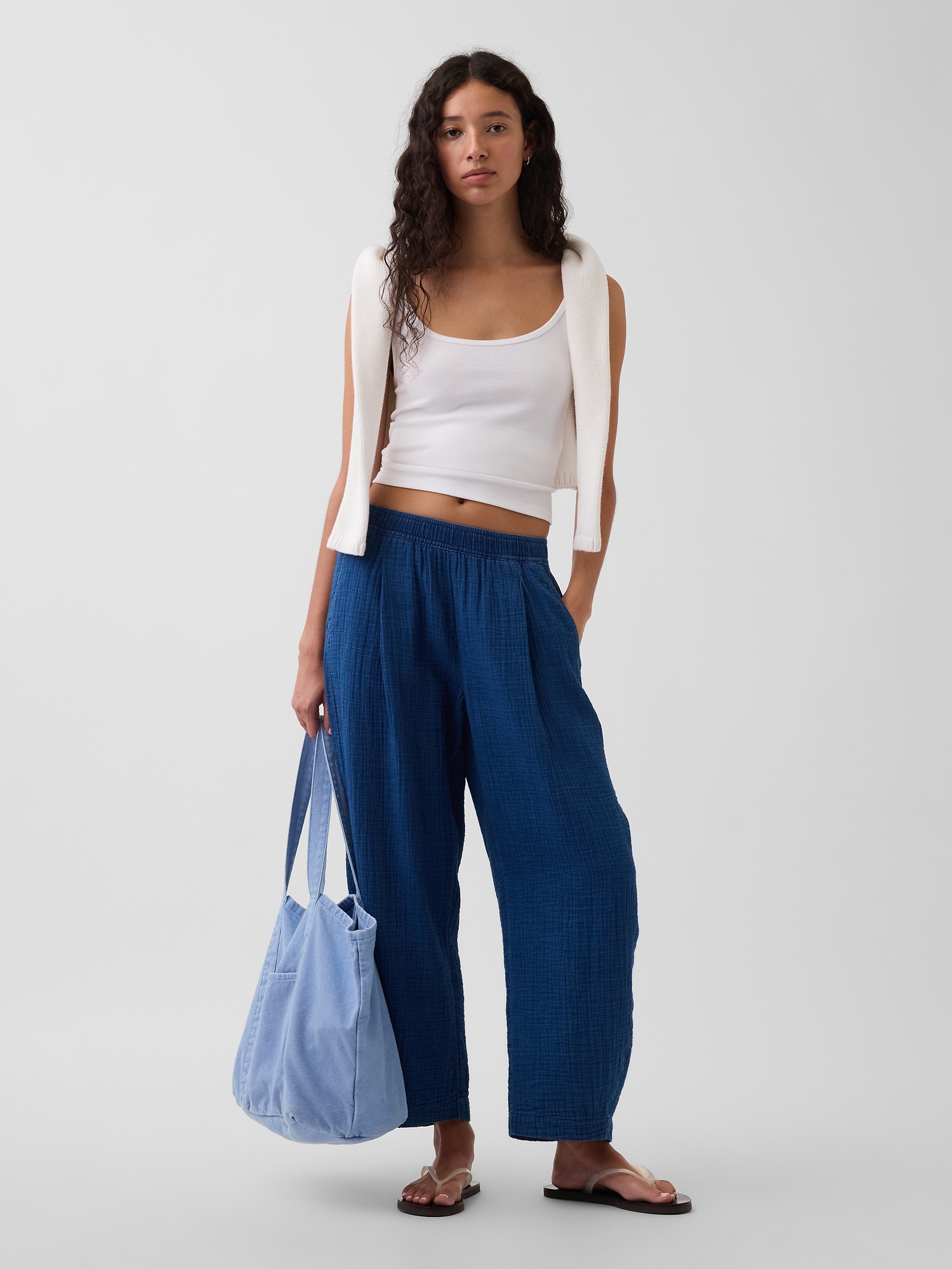 Cotton Gauze Denim Easy Pants