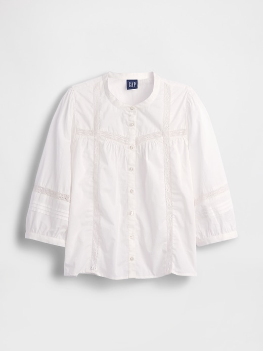 Image number 5 showing, Oversized Lace-Trim Button-Front Swing Top