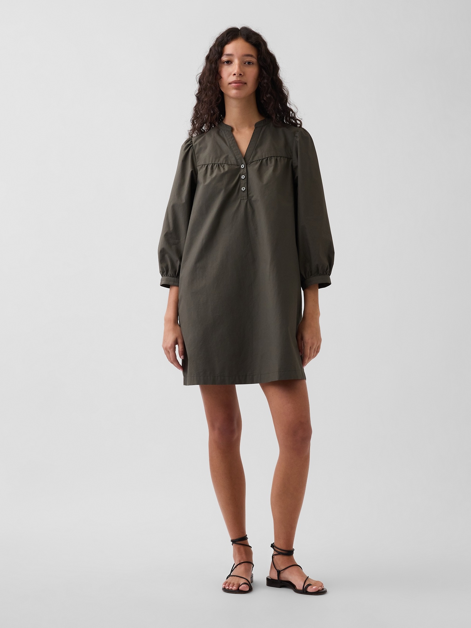 Женские платья Gap Poplin Henley Mini Dress