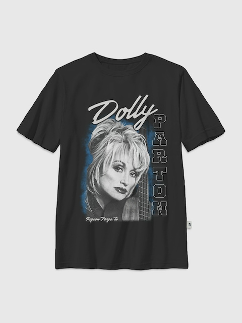 Kids Dolly Parton Guitar Portrait Oversized Graphic T-Shirt