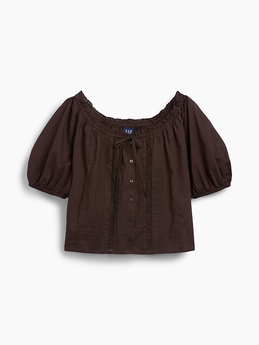 トップス pintuck cropped blouse Elbow-Sleeve Crop Pintuck Top | Gap