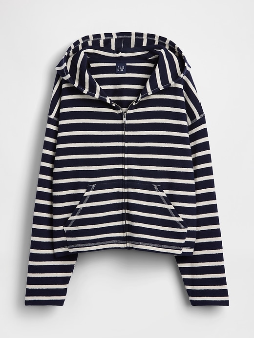 Image number 6 showing, Towel Terry Oversized Stripe Zip Hoodie