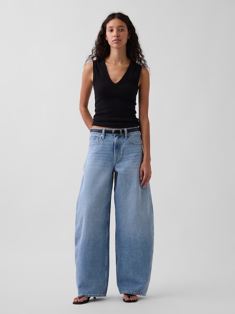 Mid Rise Baggy Taper Jeans