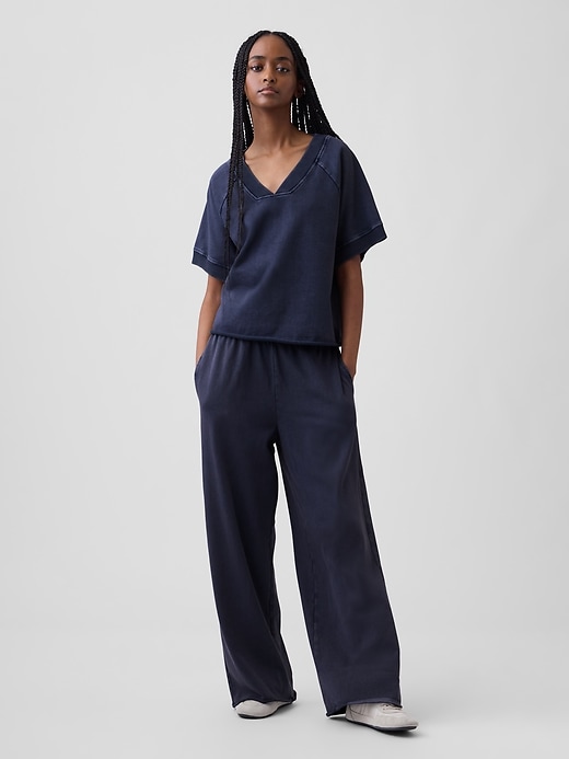 トップス Sillage V NECK WIDE THREE D KNIT NAVY VintageSoft Terry Oversized V-Neck Sweatshirt | Gap