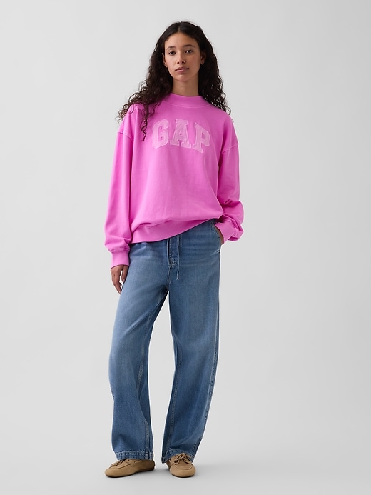 Image number 2 showing, VintageSoft Terry Oversized Mockneck Logo Sweatshirt