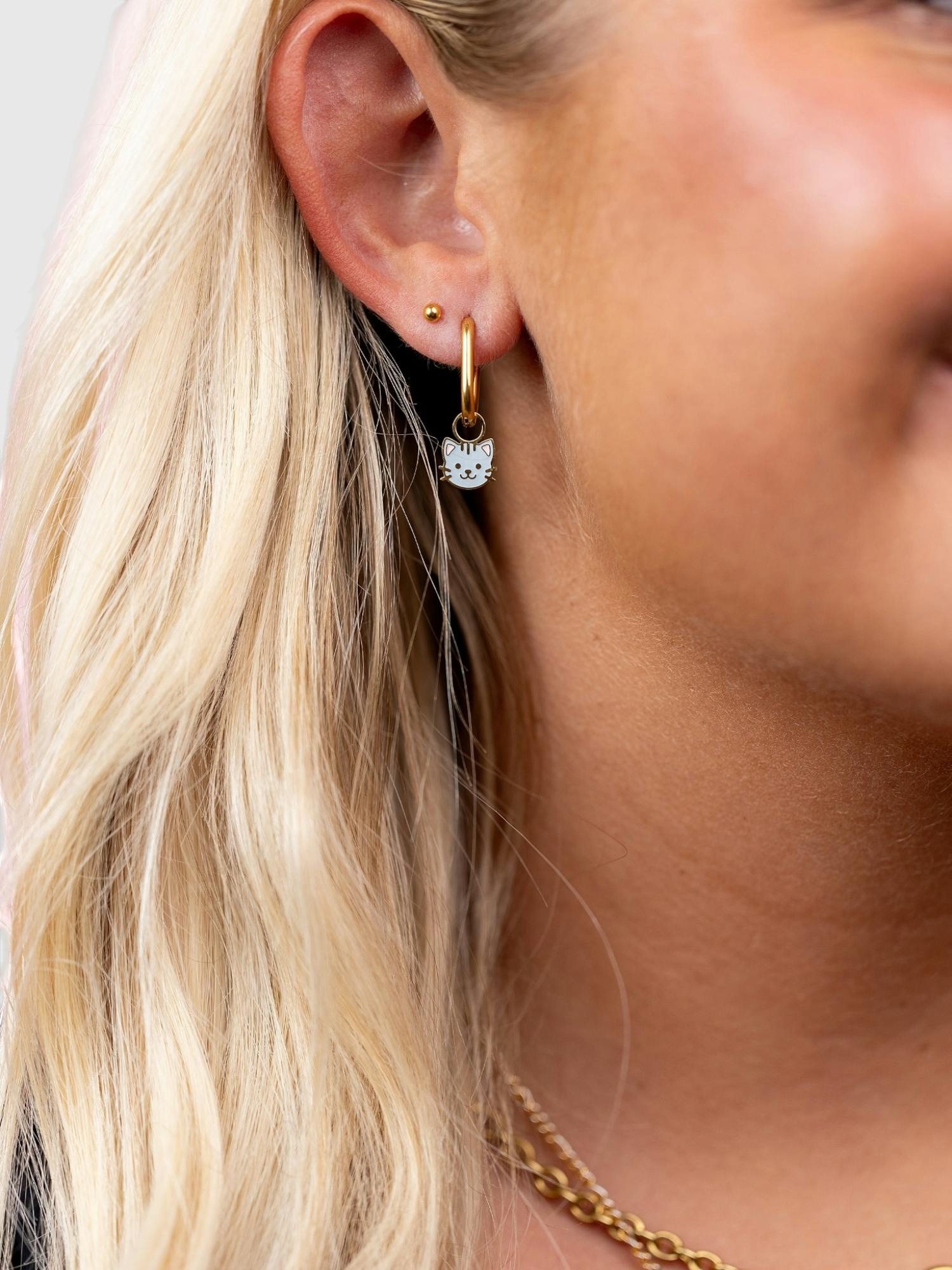 Детские серьги-конго Gap Pierced Co с подвесками-котиками — фото 3