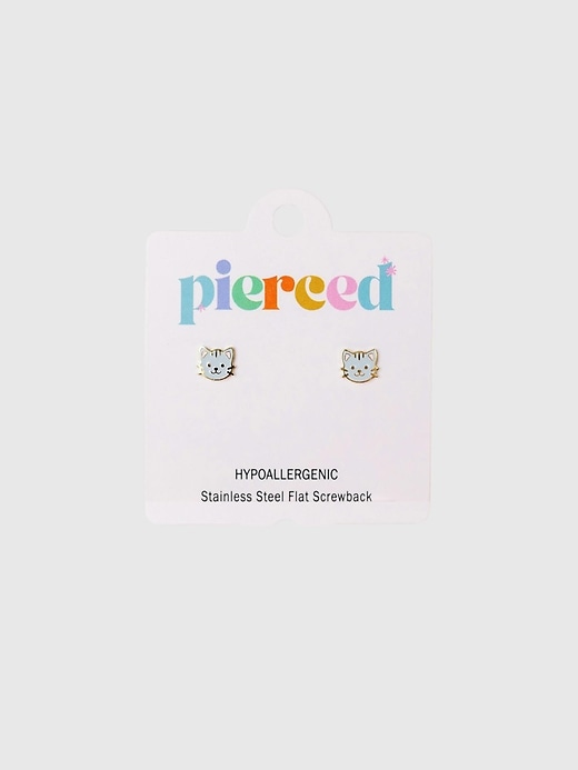 Image number 1 showing, Pierced Co Cat Screwback Earrings