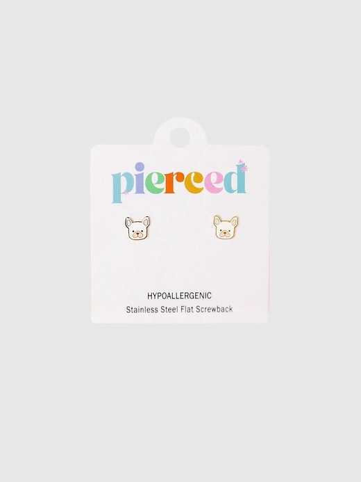 Image number 1 showing, Pierced Co Dog Screwback Earrings