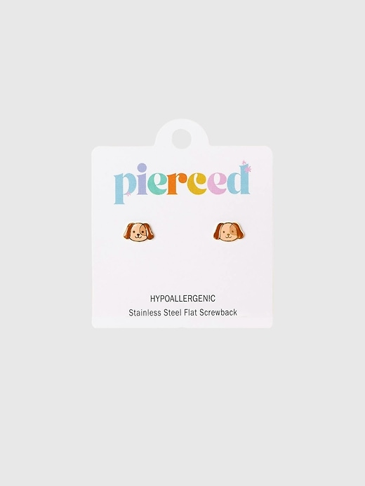 Image number 1 showing, Pierced Co Dog Screwback Earrings