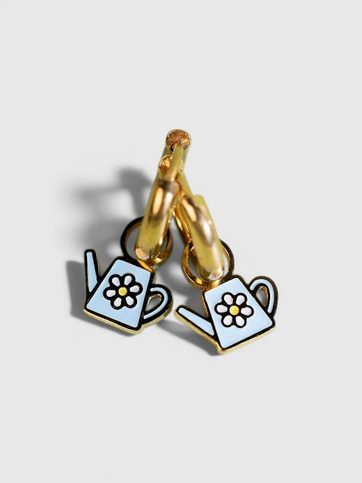 Image number 2 showing, Pierced Co Watering Can Charms for Huggie Earrings