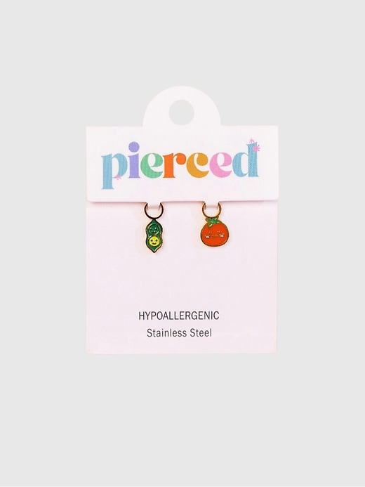 Image number 1 showing, Pierced Co Pea Pod / Tomato Charms for Huggie Earrings