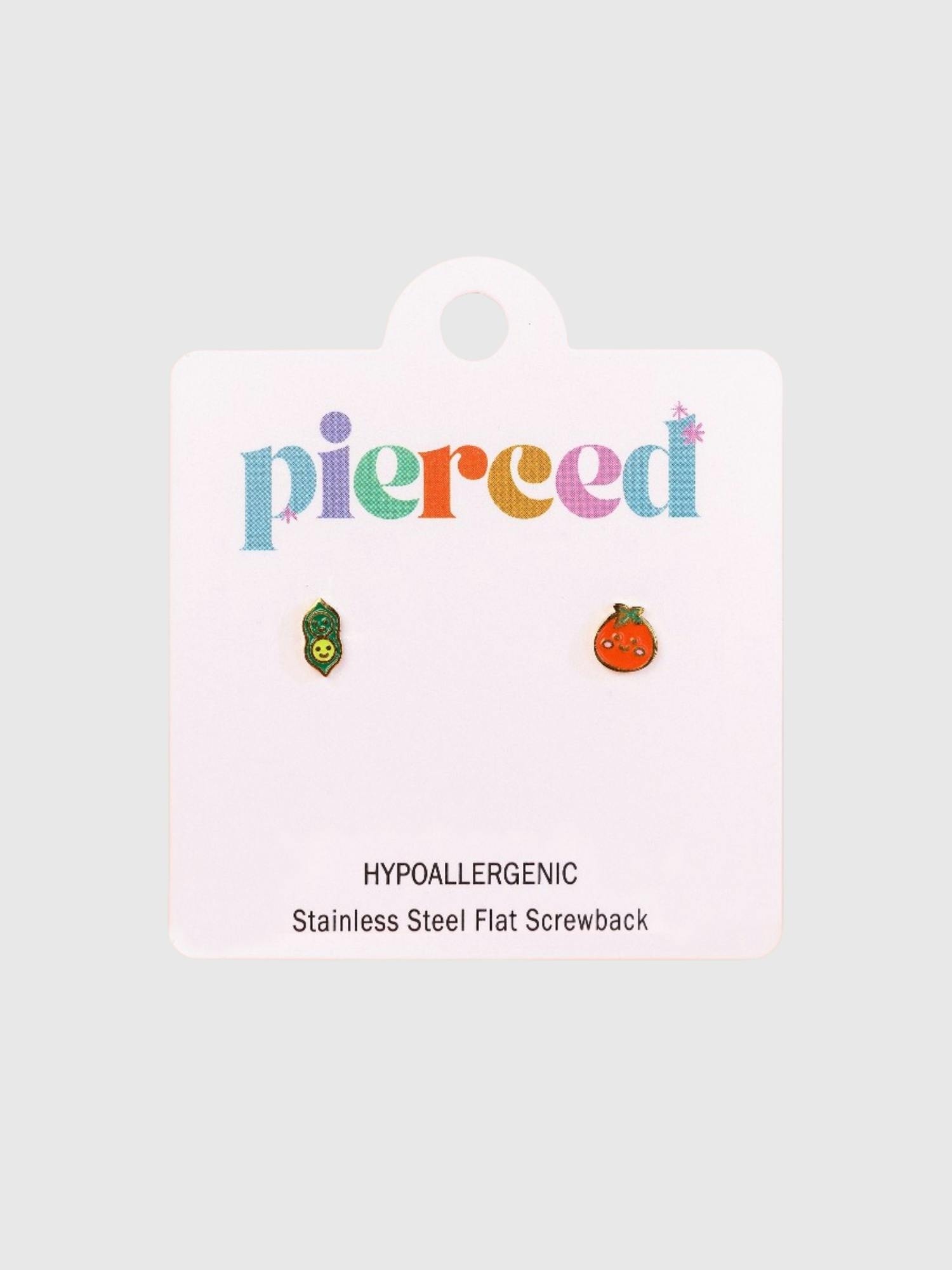 Gap Pierced Co Pea Pod / Tomato Screwback Earrings