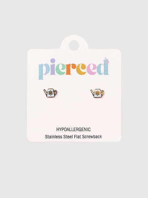 Image number 1 showing, Pierced Co Watering Can Screwback Earrings