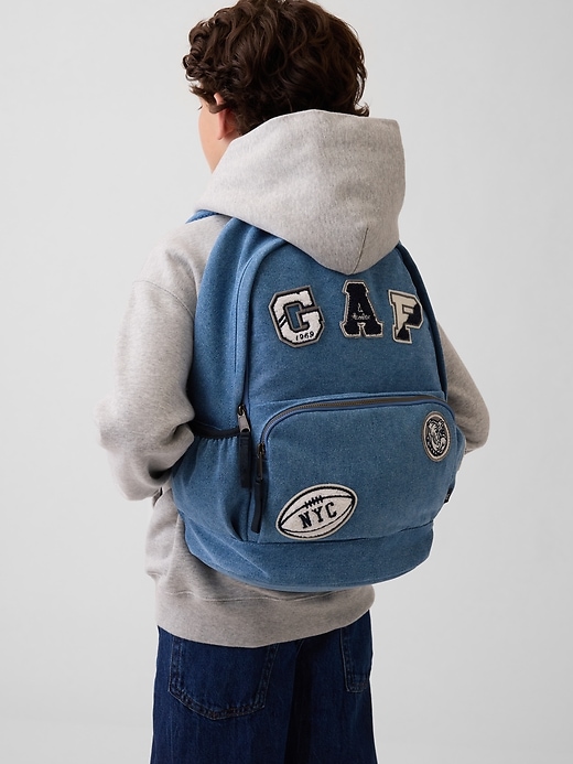 Image number 2 showing, Kids Denim Logo Patch Backpack