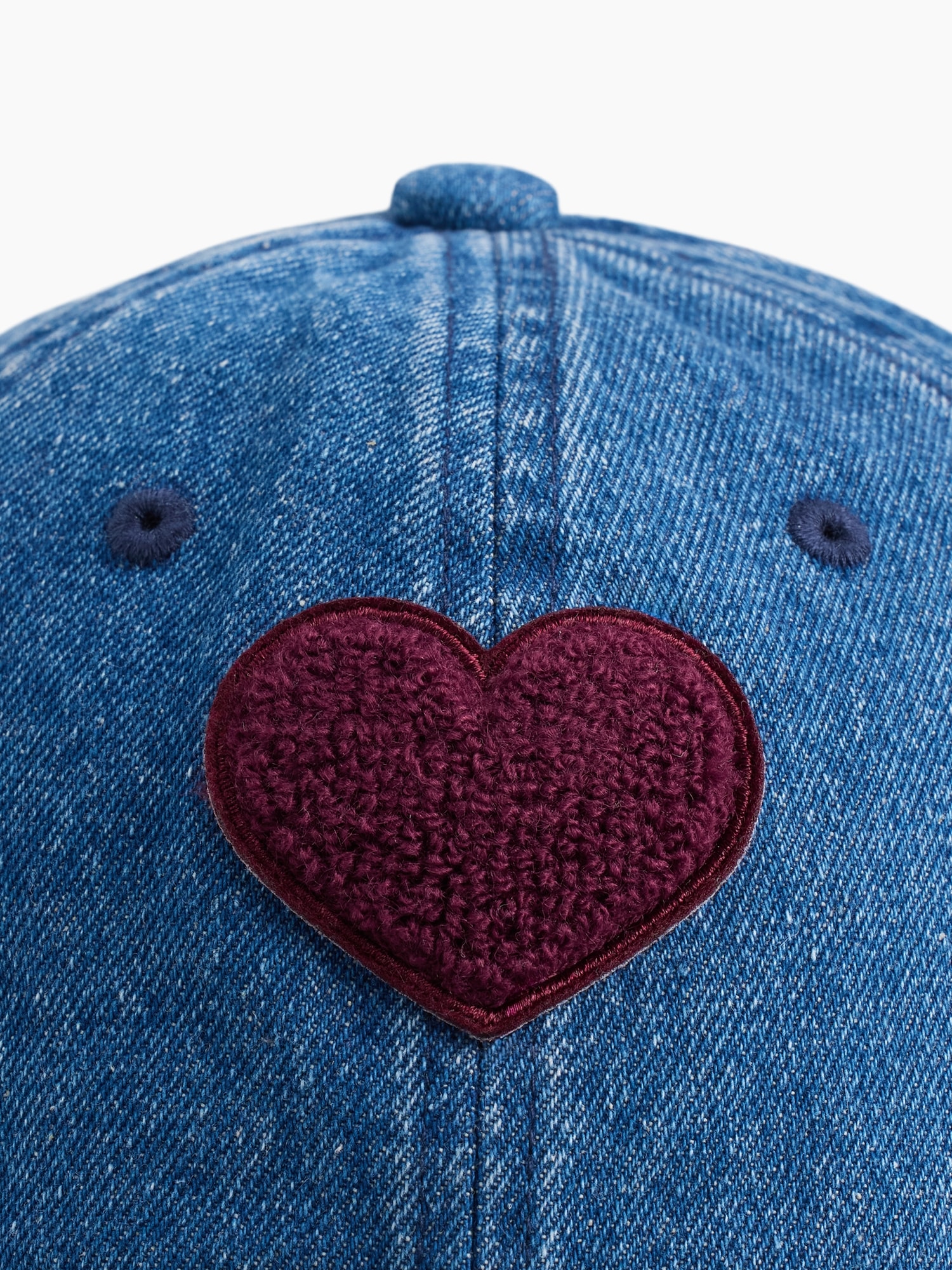 Kids Denim Terry Heart Baseball Hat