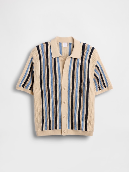 Image number 2 showing, Kids Crochet Stripe Sweater Shirt