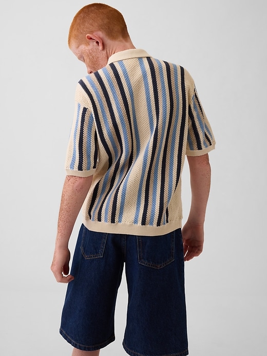 Image number 3 showing, Kids Crochet Stripe Sweater Shirt