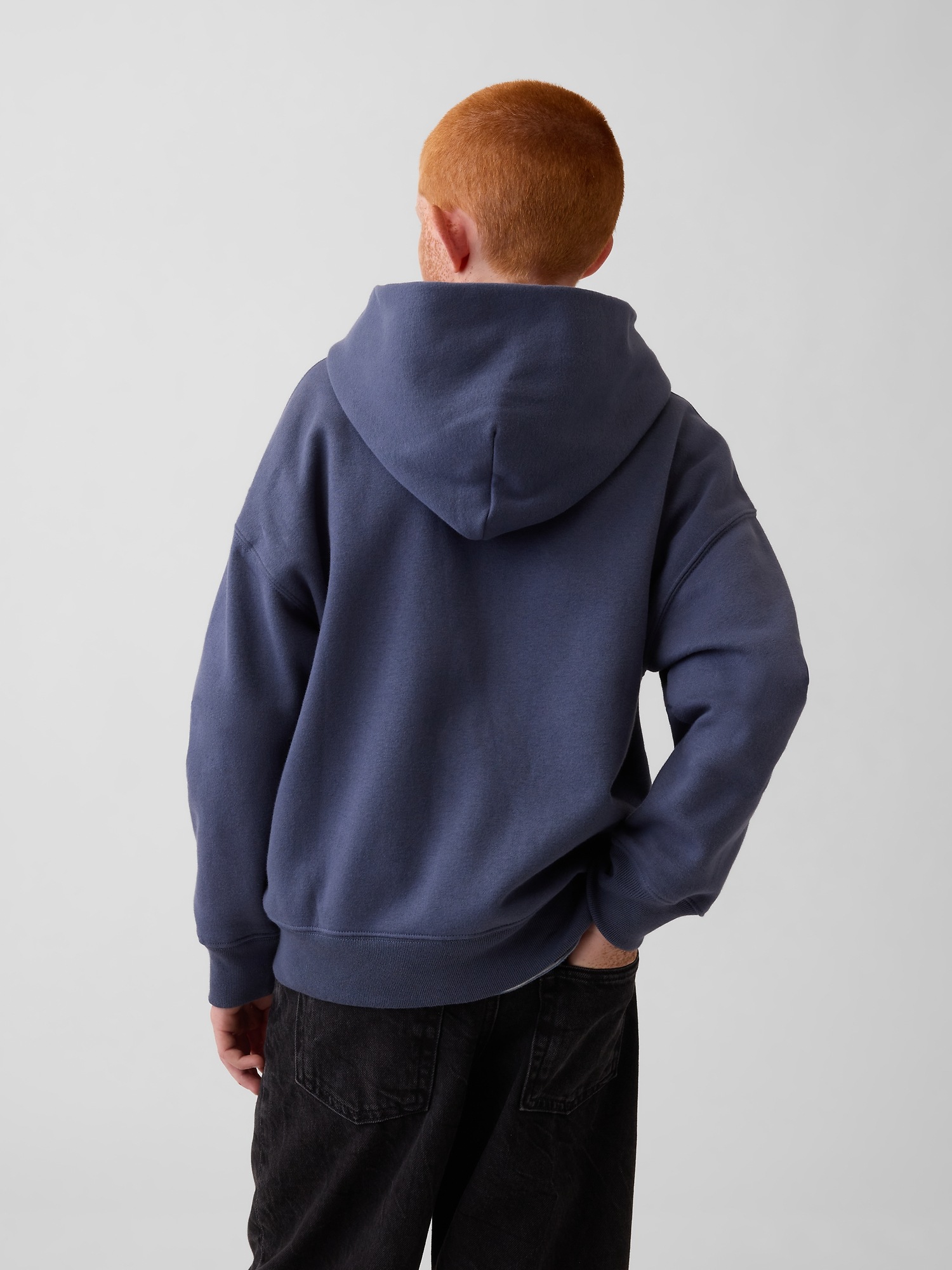 Детское худи Gap VintageSoft Relaxed Zip, цвет: Синий — фото 3