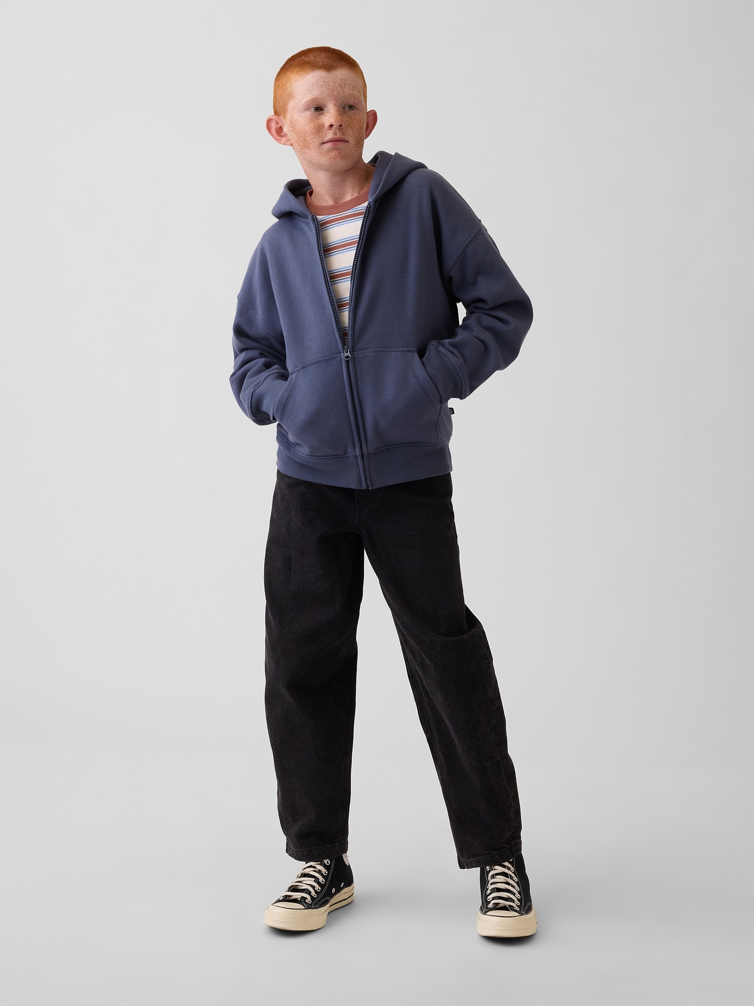 Детское худи Gap VintageSoft Relaxed Zip, цвет: Синий — фото 4