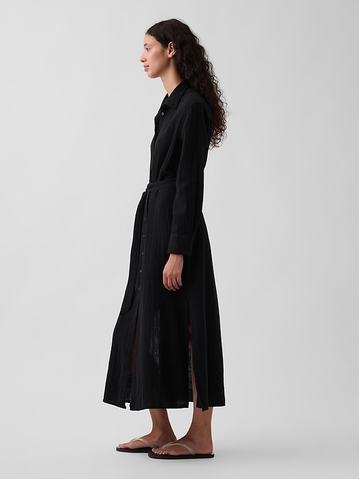 Image number 3 showing, Cotton Gauze Maxi Shirtdress