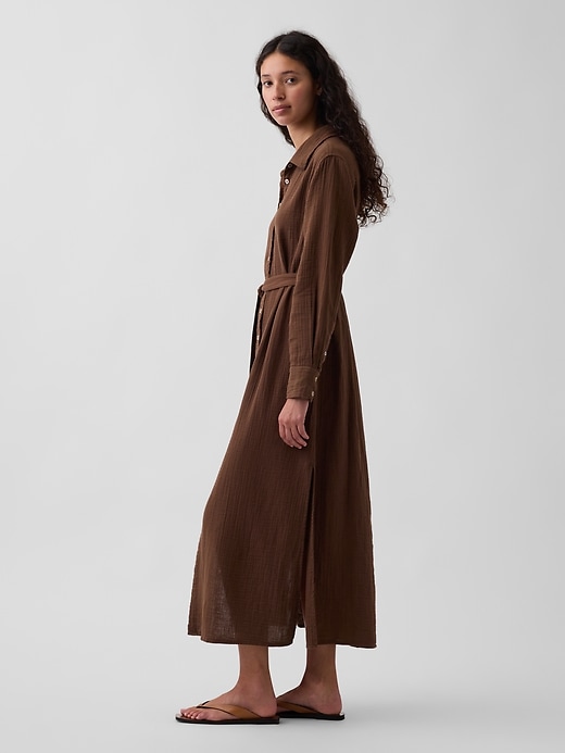 Image number 3 showing, Cotton Gauze Maxi Shirtdress